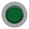 Picture of Head for illuminated push button, Harmony XB4, plastic, green projecting, 30mm, universal LED, spring return, plain lens
