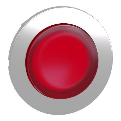 Picture of Head for illuminated push button, Harmony XB4, plastic, red projecting, 30mm, universal LED, spring return, plain lens