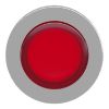 Picture of Head for illuminated push button, Harmony XB4, plastic, red projecting, 30mm, universal LED, spring return, plain lens