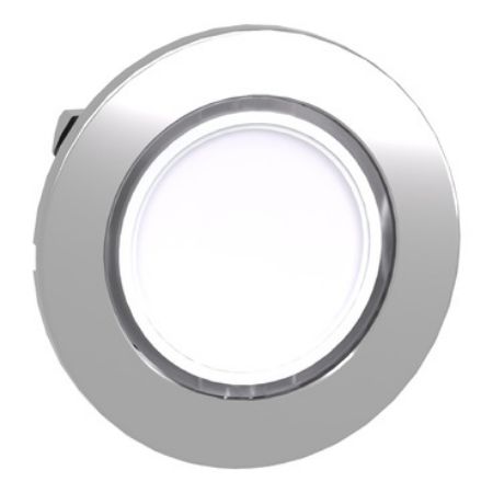 Picture of Head for illuminated push button, Harmony XB4, black metal, white flush, 30mm, spring return, universal LED, unmarked