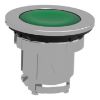 Picture of Head for illuminated push button, Harmony XB4, metal, green flush, 30mm, spring return, universal LED, unmarked