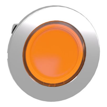 Picture of Head for illuminated push button, Harmony XB4, metal, orange flush, 30mm, spring return, universal LED, unmarked