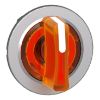 Picture of Head for illuminated selector switch, Harmony XB4, metal, orange handle, flush mounted, 30mm, universal LED, 3 positions