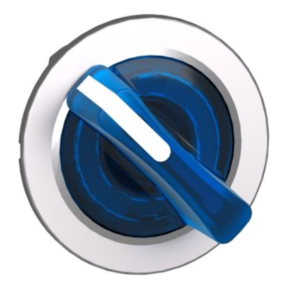 Picture of Head for illuminated selector switch, Harmony XB4, metal, blue handle, 30mm, universal LED, 2 positions, spring return
