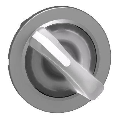 Picture of Head for illuminated selector switch, Harmony XB4, metal, white handle, 30mm, universal LED, 2 positions, spring return