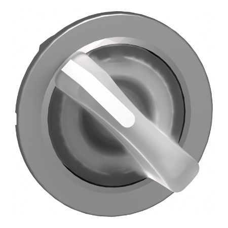 Picture of Head for illuminated selector switch, Harmony XB4, metal, white handle, 30mm, universal LED, 2 positions, spring return