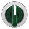Picture of Head for illuminated selector switch, Harmony XB4, metal, green handle, 30mm, universal LED, 3 positions, to center