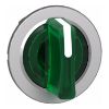 Picture of Head for illuminated selector switch, Harmony XB4, metal, green handle, 30mm, universal LED, 3 positions, right to center