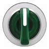 Picture of Head for illuminated selector switch, Harmony XB4, metal, green handle, 30mm, universal LED, 3 positions, right to center