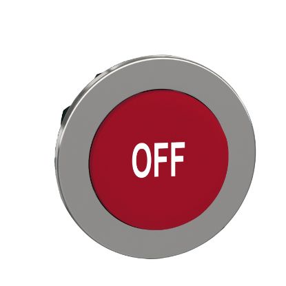 Picture of Head for non illuminated push button, Harmony XB4, flush mounted red projecting pushbutton white marked "OFF"