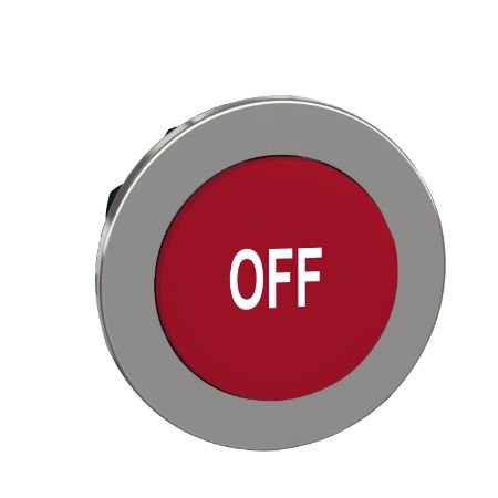 Picture of Head for non illuminated push button, Harmony XB4, flush mounted red projecting pushbutton white marked "OFF"