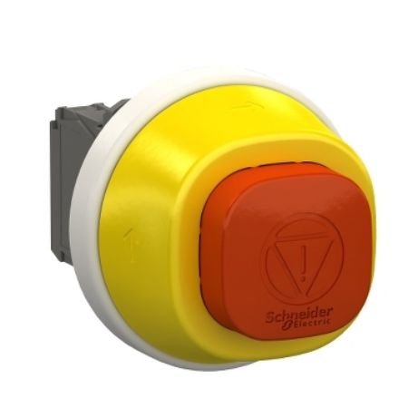 Picture of Antimicrobial Illuminated emergency stop, Harmony XB5, plastic, 22mm, trigger latching turn to release, white red LED, 24V AC DC, 1 NO + 1 NC