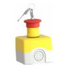 Picture of Harmony XALD XALK, Control station, plastic, yellow lid, 1 red mushroom push button 40mm, key release, 1NC