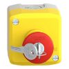 Picture of Harmony XALD XALK, Control station, plastic, yellow lid, 1 red mushroom push button 40mm, key release, 1NC