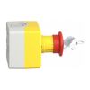 Picture of Harmony XALD XALK, Control station, plastic, yellow lid, 1 red mushroom push button 40mm, key release, 1NC