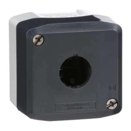 Picture of Harmony XALD XALK, Empty enclosure, plastic, dark grey lid, for push button 22mm, 1 cut out