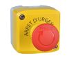 Picture of Control station, Harmony XALD, XALK, plastic, yellow, 1 red mushroom head push button 40mm, emergency stop turn to release, 1NO + 1 NC, unmarked