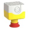 Picture of Control station, Harmony XALD, XALK, plastic, yellow, 1 red mushroom head push button 40mm, emergency stop turn to release, 1NO + 1 NC, unmarked