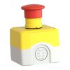 Picture of Harmony XALD XALK, Control station, plastic, yellow, 1 red mushroom head push button Ø40, emergency stop push-pull 1 NC, unmarked