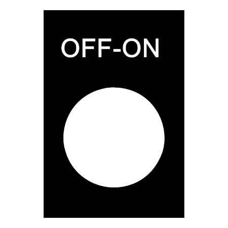 Picture of Marked legend, Harmony XAC, nameplate, 30 x 40mm, plastic, black, 22mm push button, white marked OFF-ON