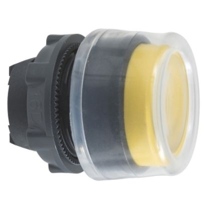 Picture of Head for non illuminated push button, Harmony XB5, plastic, projecting, yellow, 22mm, spring return, booted, unmarked