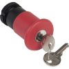 Picture of Head for emergency switching off push button, Harmony XAC, red mushroom 40mm, trigger latching key release, unmarked