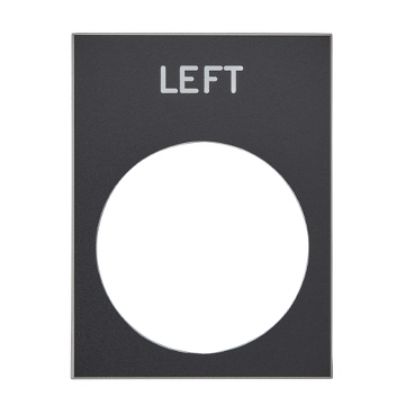 Picture of Marked legend, Harmony XAC, nameplate, 30 x 40mm, plastic, black, 22mm push button, white marked LEFT