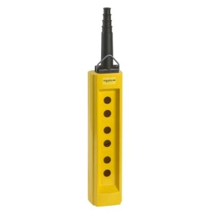 Picture of Empty pendant control station, Harmony XAC, plastic, yellow, 6 cut outs, for cable 10...22mm