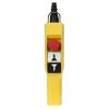 Picture of Pendant control station, Harmony XAC, plastic, yellow, pistol grip, 2 push buttons with 2NO, 1 emergency stop NC