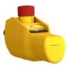 Picture of Pendant control station, Harmony XAC, plastic, yellow, pistol grip, 2 push buttons with 2NO, 1 emergency stop NC