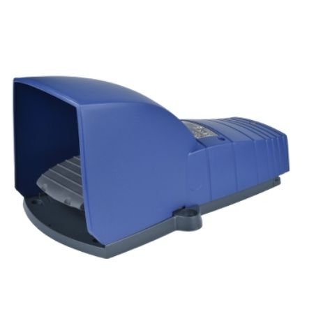 Picture of Single foot switch, Harmony XPE, plastic, blue, with cover, trigger mechanism, 1 step, 1 contact 1NC+NO, IP66