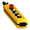 Picture of Pendant control station, Harmony XAC, plastic, yellow, 7 push buttons 2NO + 1NC, 1 emergency stop 40mm trigger blank 1NC, 2 speeds