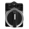 Picture of Complete selector switch, Easy Harmony XA2, plastic, black, 22mm, 3 positions, spring return to center, 2NO