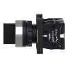 Picture of Complete selector switch, Easy Harmony XA2, plastic, black, 22mm, 3 positions, spring return to center, 2NO