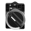 Picture of Complete selector switch, Easy Harmony XA2, plastic, black, 22mm, 2 positions, spring return from right to left, 1NO
