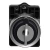 Picture of Complete selector switch, Easy Harmony XA2, plastic, black, 22mm, key 455, 3 positions, spring return to center, 2NO
