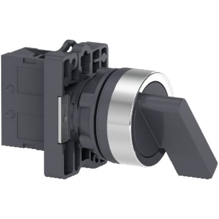 Picture of Complete selector switch, Easy Harmony XA2, plastic, black, 22mm, long handle, 2 positions, stay put, 1NO