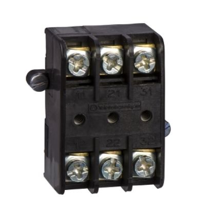 Picture of Contact block, Harmony XAC, single contact, spring return, emergency stop push button, 3NO