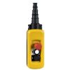 Picture of Pendant control station, Harmony XAC, plastic, yellow, 2 push buttons with NO+NC, 1 emergency stop NC