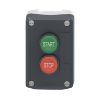 Picture of Harmony XALD XALK, Control station, plastic, dark grey lid, 2 flush push buttons 22mm, marked START STOP, 1NO+1NC