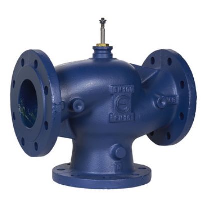 Picture of VG311F Globe Valve, 3-Way, DN100, Flanged, Kvs 130 mÂ³/h, Cast Iron Body and Seat, Brass Plug.