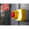 Picture of Complete control station, Harmony XALD, XALK, plastic, yellow lid, 1 illuminated emergency stop, white red fixed, turn to release, 1NO 1NC, 24V AC DC