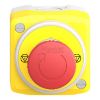 Picture of Control station, Harmony XALD, XALK, plastic, yellow lid, 1 Estop push button 40mm, turn to release, illum ring white red fixed, 1NO 2NC, 24V AC DC