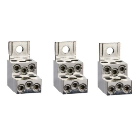 Picture of Aluminium bare cable connectors, ComPacT NSX, for 6 cables 1.5mm² to 35mm², 250A, set of 3 parts