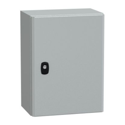 Picture of Spacial, Wall mounted steel enclosure, Spacial S3D, plain door, with mounting plate, 400x300x200mm, IP66, IK10