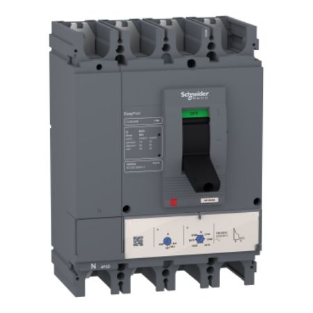 Picture of circuit breaker, EasyPact CVS630N, 50kA at 415VAC, 600A, TM-D trip unit, 4P3d
