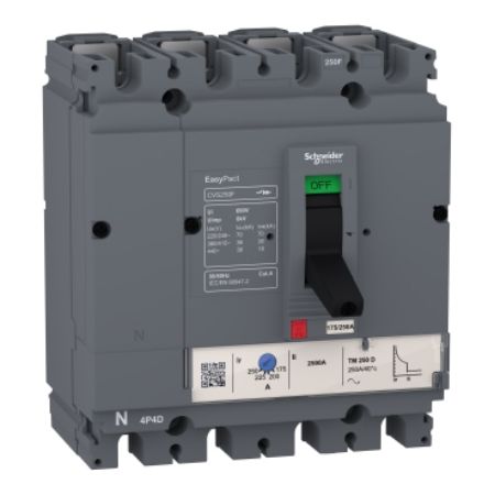 Picture of circuit breaker EasyPact CVS100F, 36kA at 415VAC, 16A TMD trip unit, 4P 3d