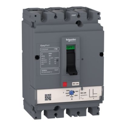 Picture of circuit breaker, EasyPact CVS100F, 36kA at 415VAC, 50A, MA trip unit, 3P3d