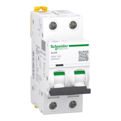 Picture of Miniature circuit breaker (MCB), Acti9 iC60L, 2P, 32A, C curve, 15000A (IEC/EN 60898-1), 20kA (IEC/EN 60947-2)