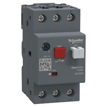 Picture of Motor circuit breaker,Easy TeSys Power,GZ1E,AC-3,3P,0.63..1A,thermal magnetic trip